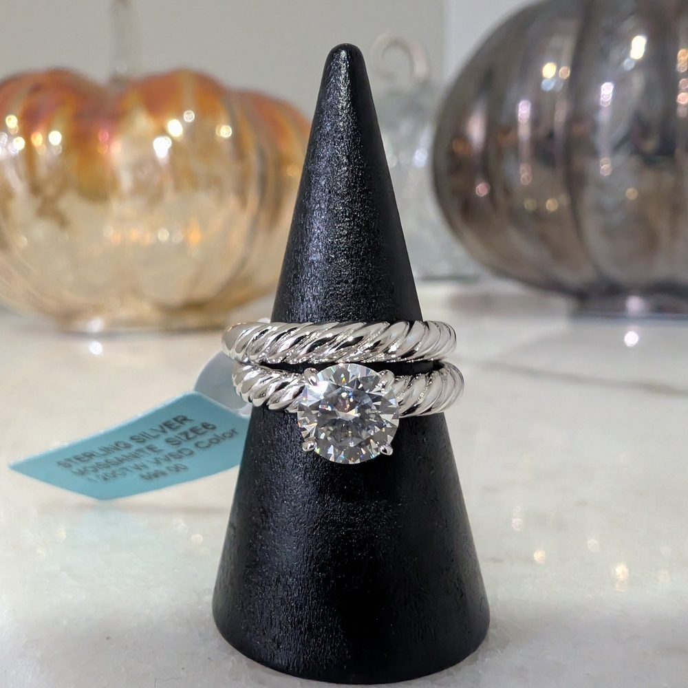 Solid .925 Sterling Silver Moissanite Ring